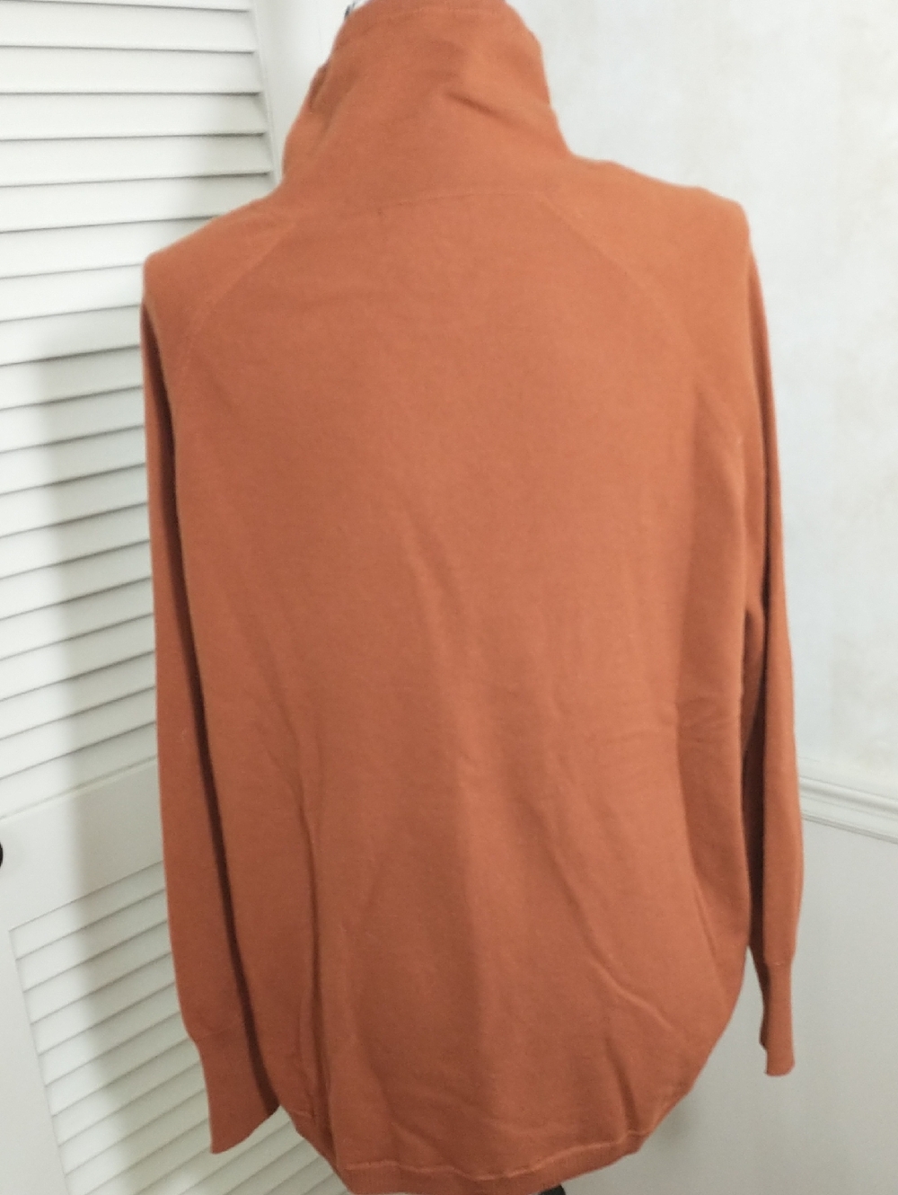 NWT Cynthia Rowley 100% Extra Fine Merino Wool Deep Pumpkin Colored Cowl Sweater - Picture 4 of 10